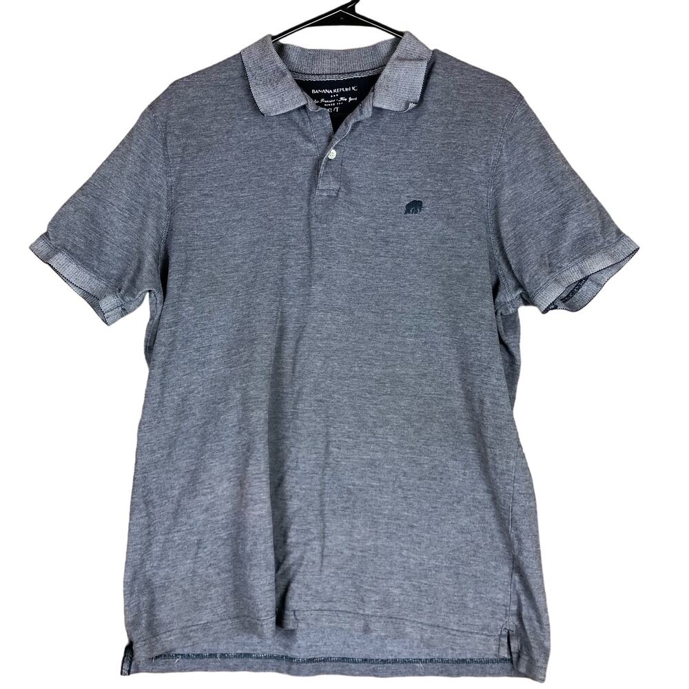 Banana Republic Mens Polo Gray Blue Short Sleeve Collared 100% Cotton XLarge